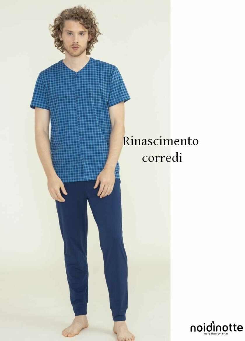 Pigiama uomo aperto manica corta, pantalone lungo cardigan FC2265