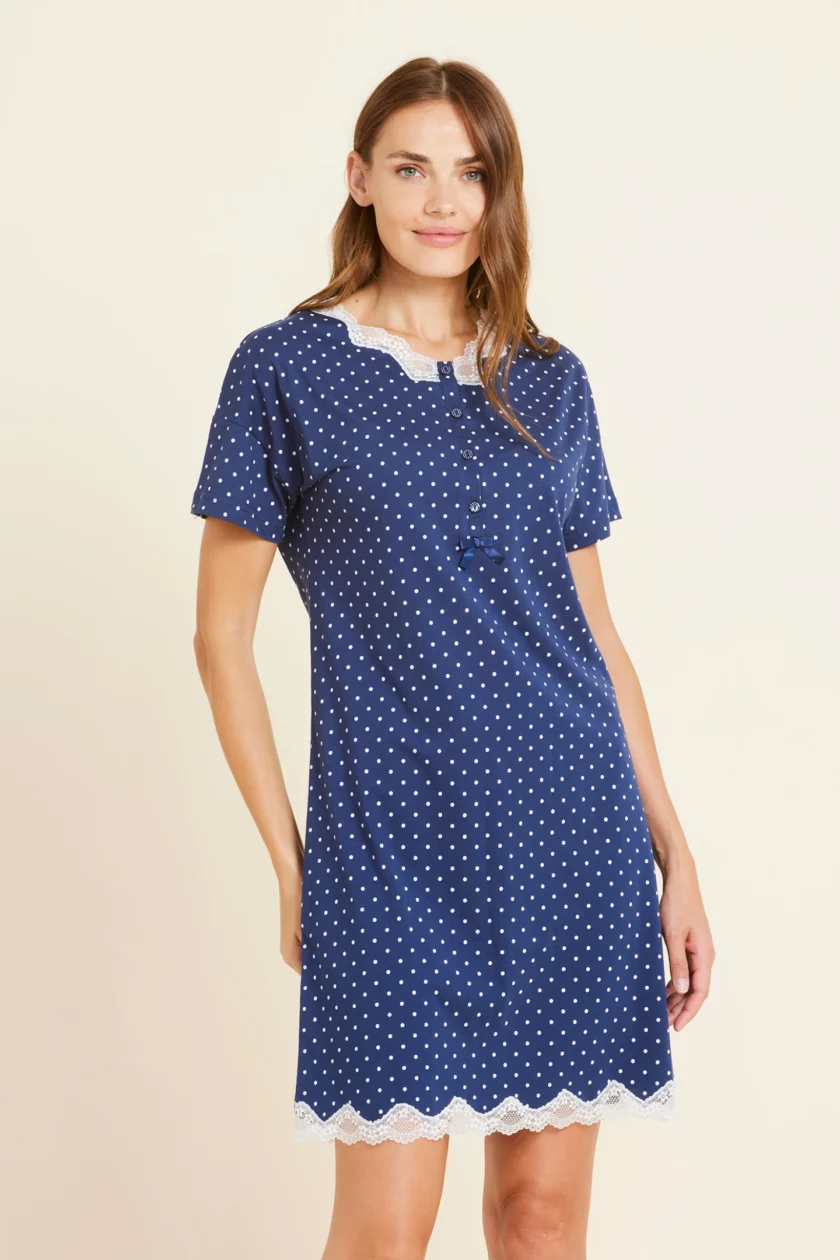 Camicia da notte manica corta cotone leggero estiva clinica pois LA2720