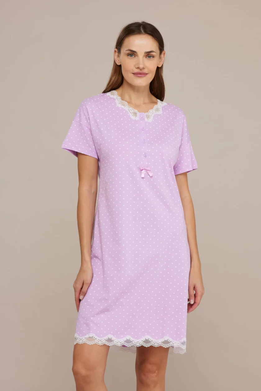 Camicia da notte manica corta cotone leggero estiva clinica pois LA2720 - immagine 2