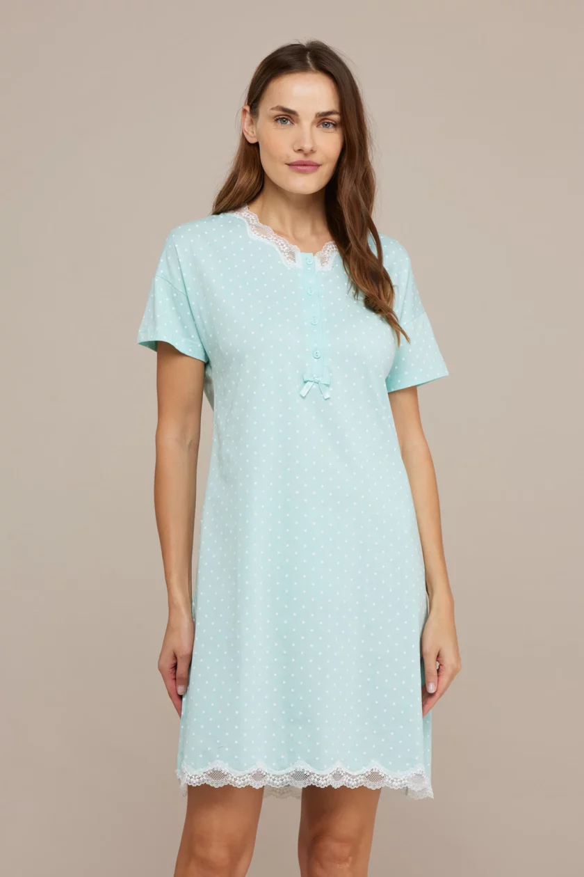 Camicia da notte manica corta cotone leggero estiva clinica pois LA2720 - immagine 3