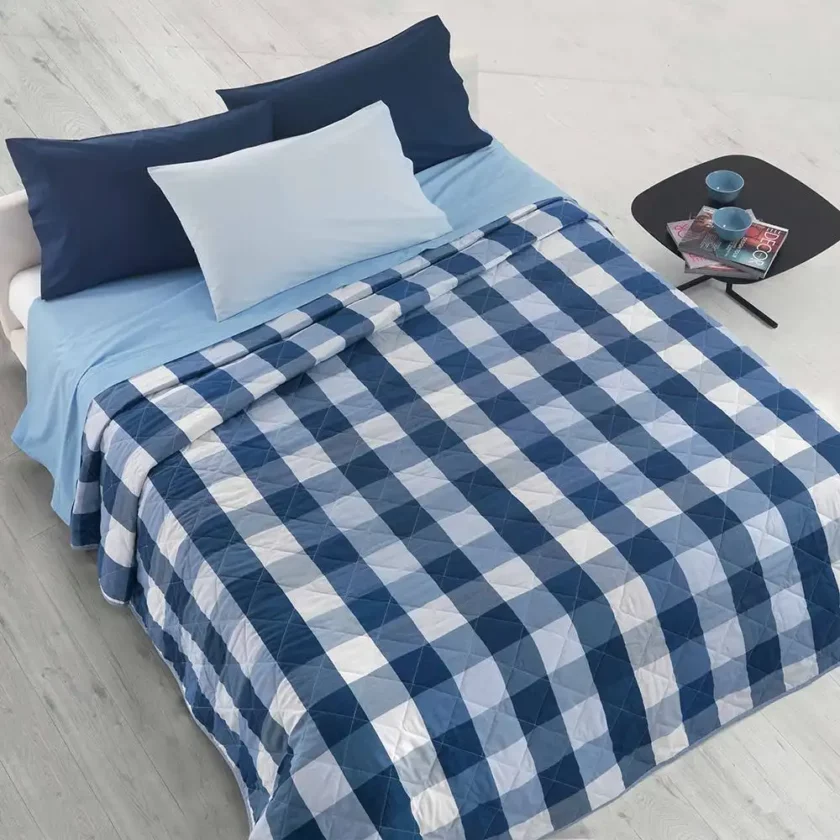 Copriletto trapuntato 1 piazza scozzese Wilson blu