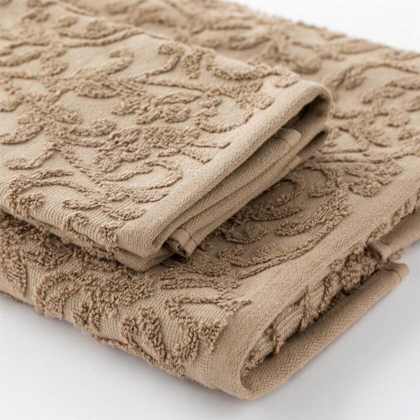 Set asciugamani 1+1 spugna cotone viso+ospite 500 grammi Maine beige - immagine 2