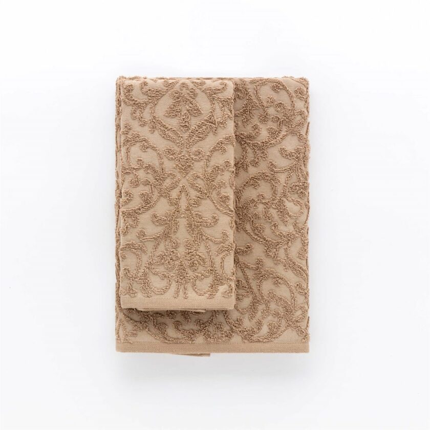 Set asciugamani 1+1 spugna cotone viso+ospite 500 grammi Maine beige