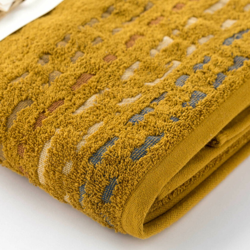 Telo bagno in spugna di cotone jacquard Gatsby giallo - immagine 2