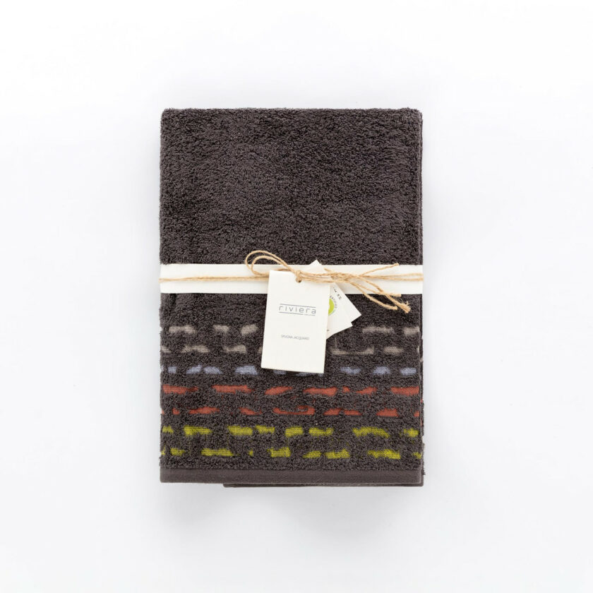 Telo bagno in spugna di cotone jacquard Gatsby grigio