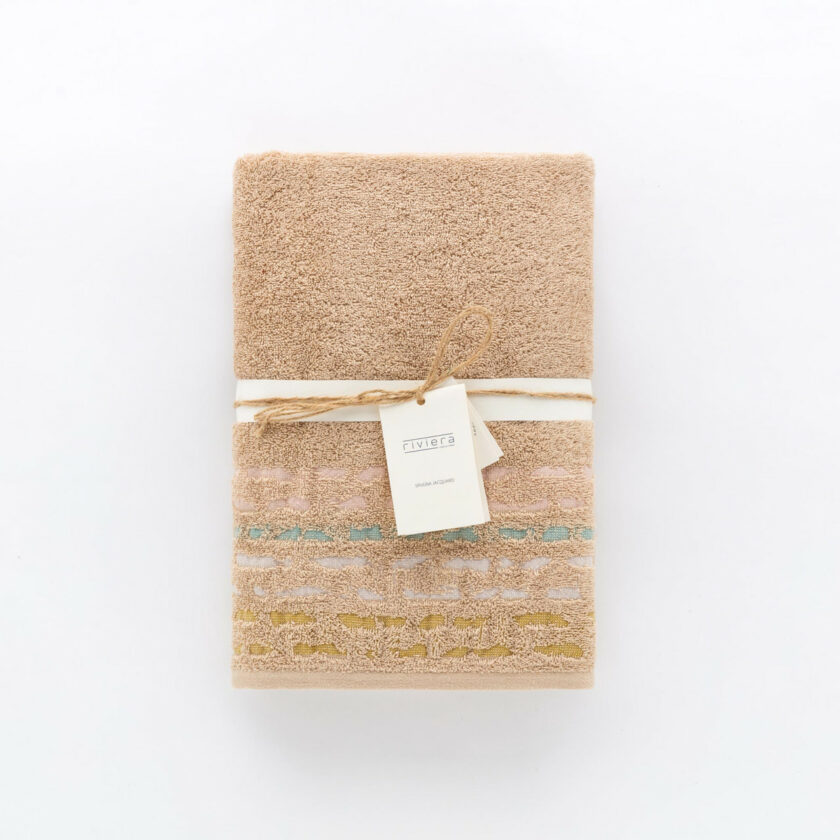 Telo bagno in spugna di cotone jacquard Gatsby beige
