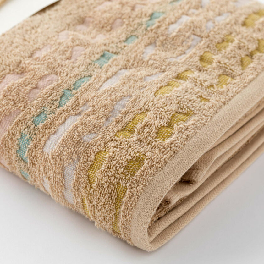 Telo bagno in spugna di cotone jacquard Gatsby beige - immagine 2