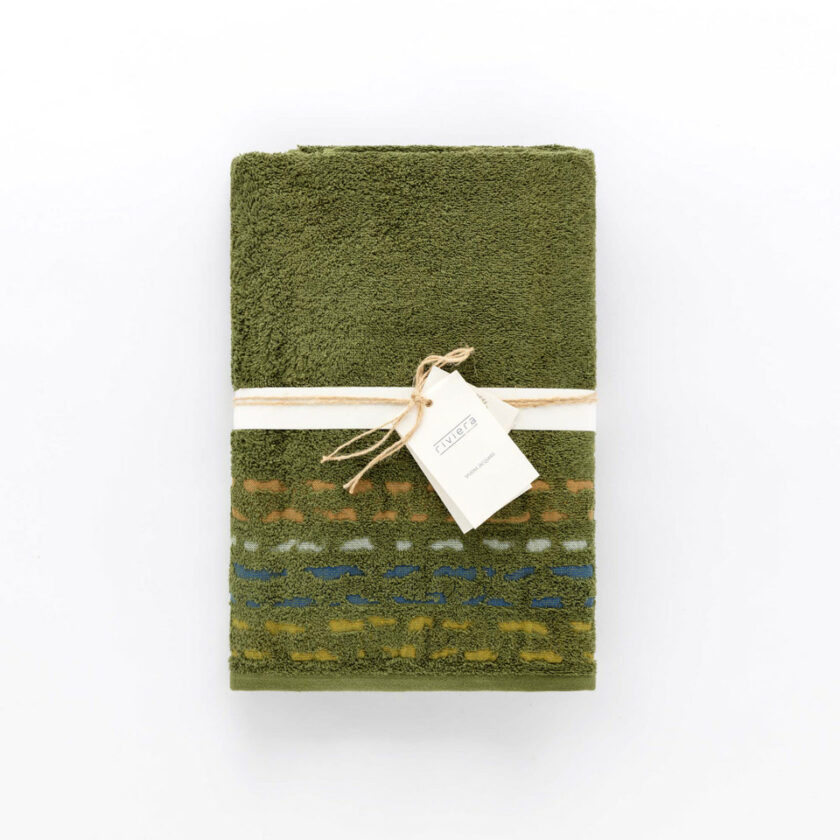 Telo bagno in spugna di cotone jacquard Gatsby verde