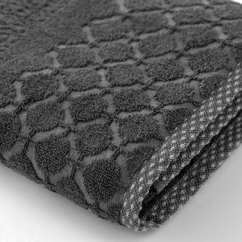 Telo bagno spugna di cotone jacquard Tiles grigio - immagine 2