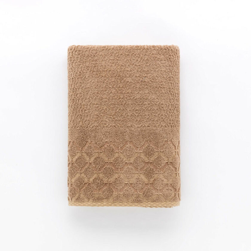Telo bagno spugna di cotone jacquard Tiles tortora