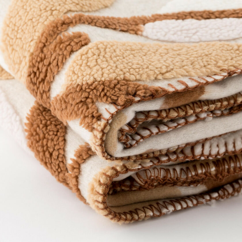 Plaid jacquard Chenille singolo beige sabbia - immagine 2