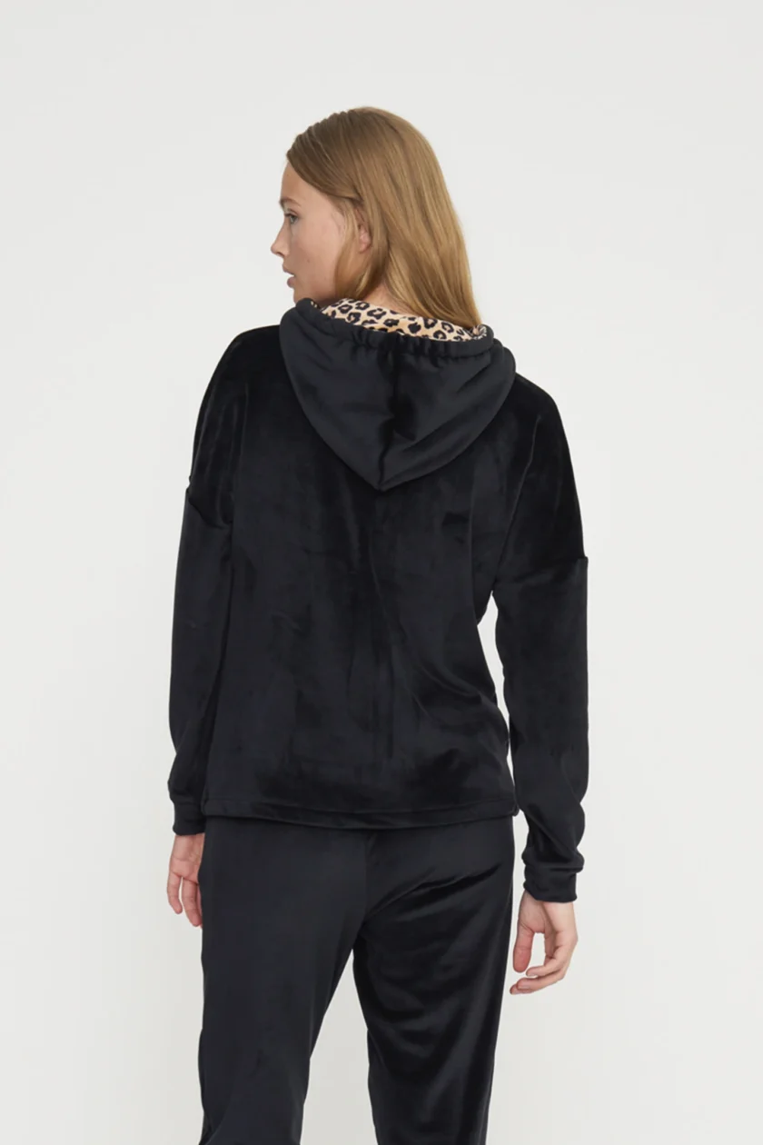 Completo donna macu in ciniglia felpata con cappuccio Fa8864 nero - immagine 3