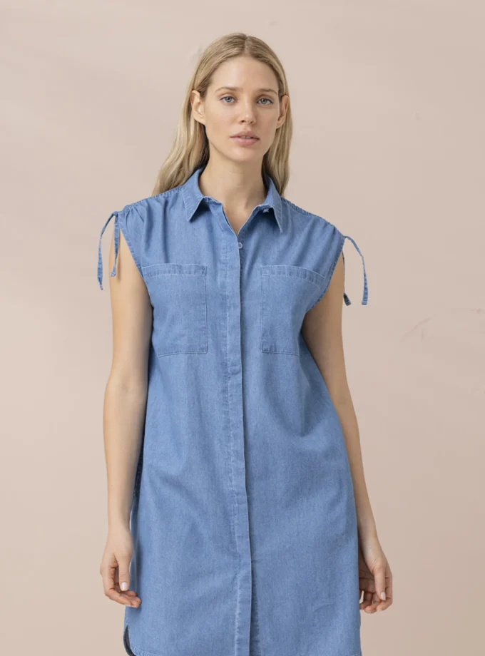 Abitino camicia donna in cotone effetto denim articolo sunrise LA3282